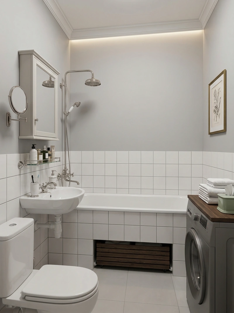 Дизайн ванной в стиле Классика — фото интерьера от нейросети RoomGPT