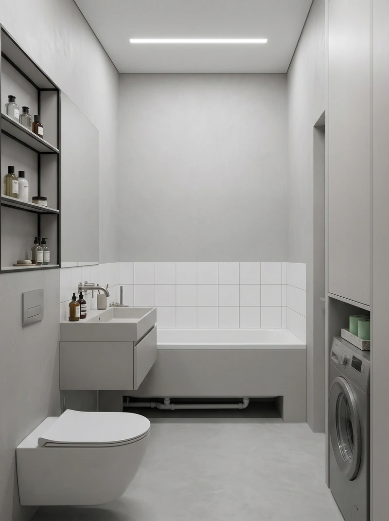Дизайн ванной в стиле Минимализм — фото интерьера от нейросети RoomGPT