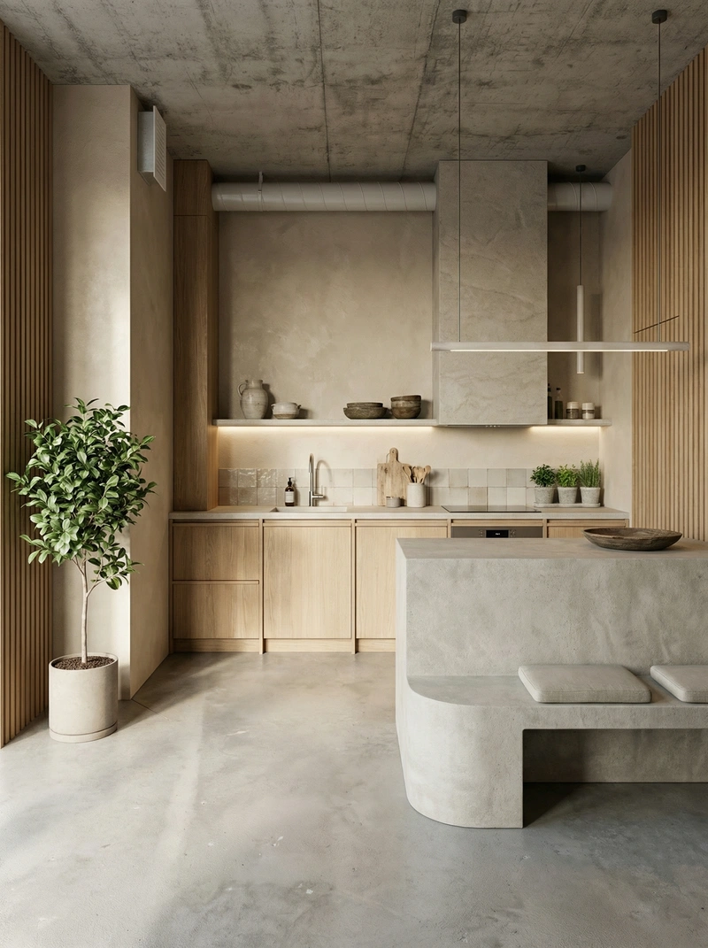 Дизайн кухни в стиле Japandi — фото интерьера от нейросети RoomGPT