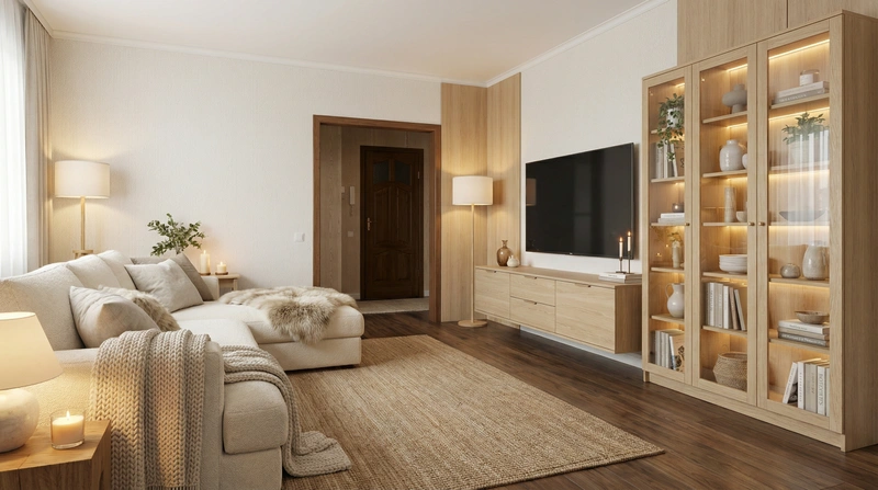 Дизайн интерьера в стиле Хюгге — Гостиная от нейросети RoomGPT