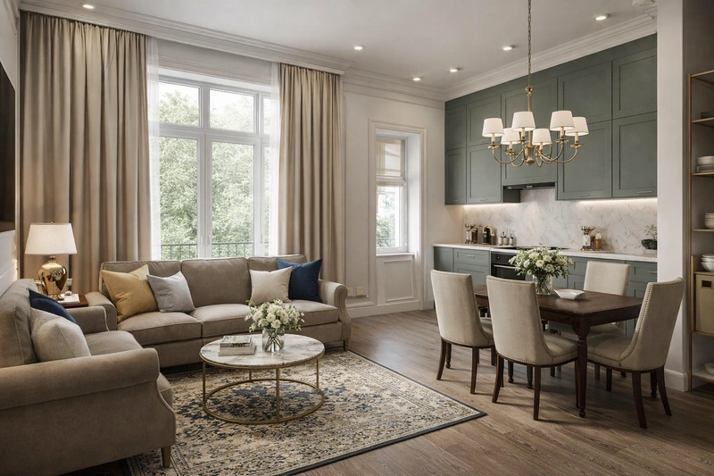 Дизайн интерьера в стиле Классика — Гостиная от нейросети RoomGPT