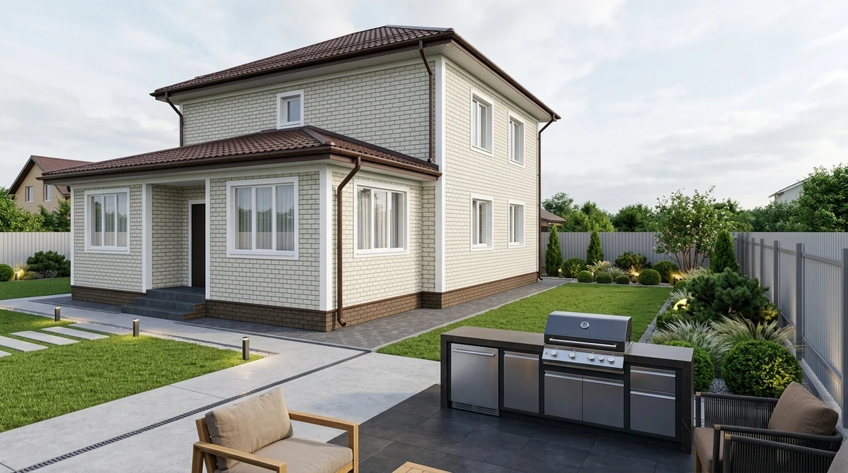 Ландшафтный дизайн в стиле Контемпорари — Участок от нейросети RoomGPT