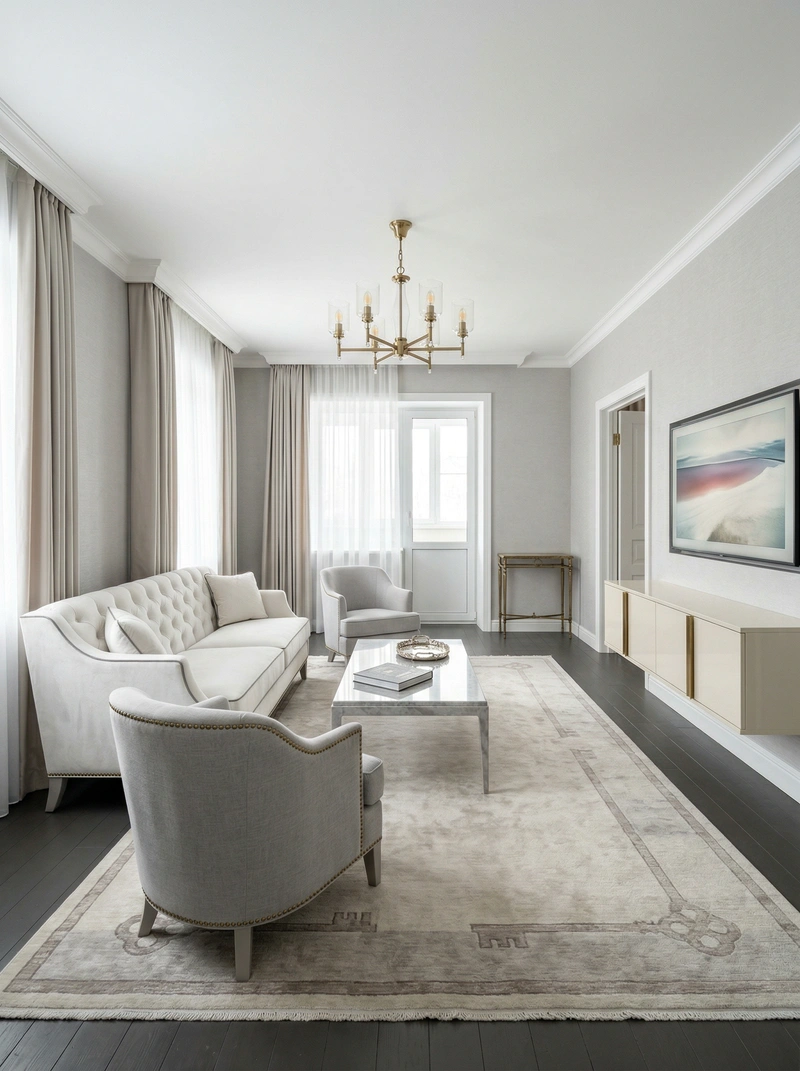 Дизайн интерьера в стиле Классика — Гостиная от нейросети RoomGPT