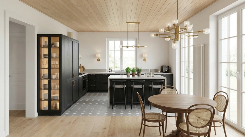 Дизайн кухни в стиле Сканди — фото интерьера от нейросети RoomGPT