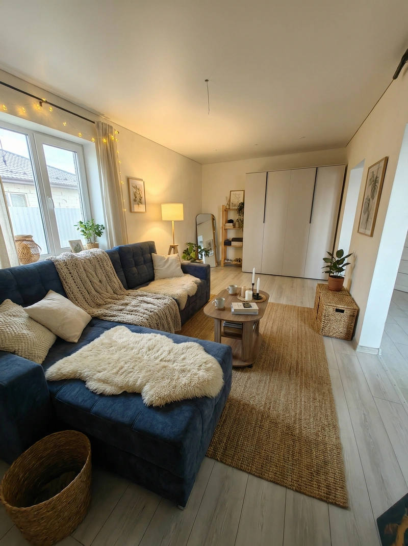 Дизайн интерьера в стиле Хюгге — Гостиная от нейросети RoomGPT