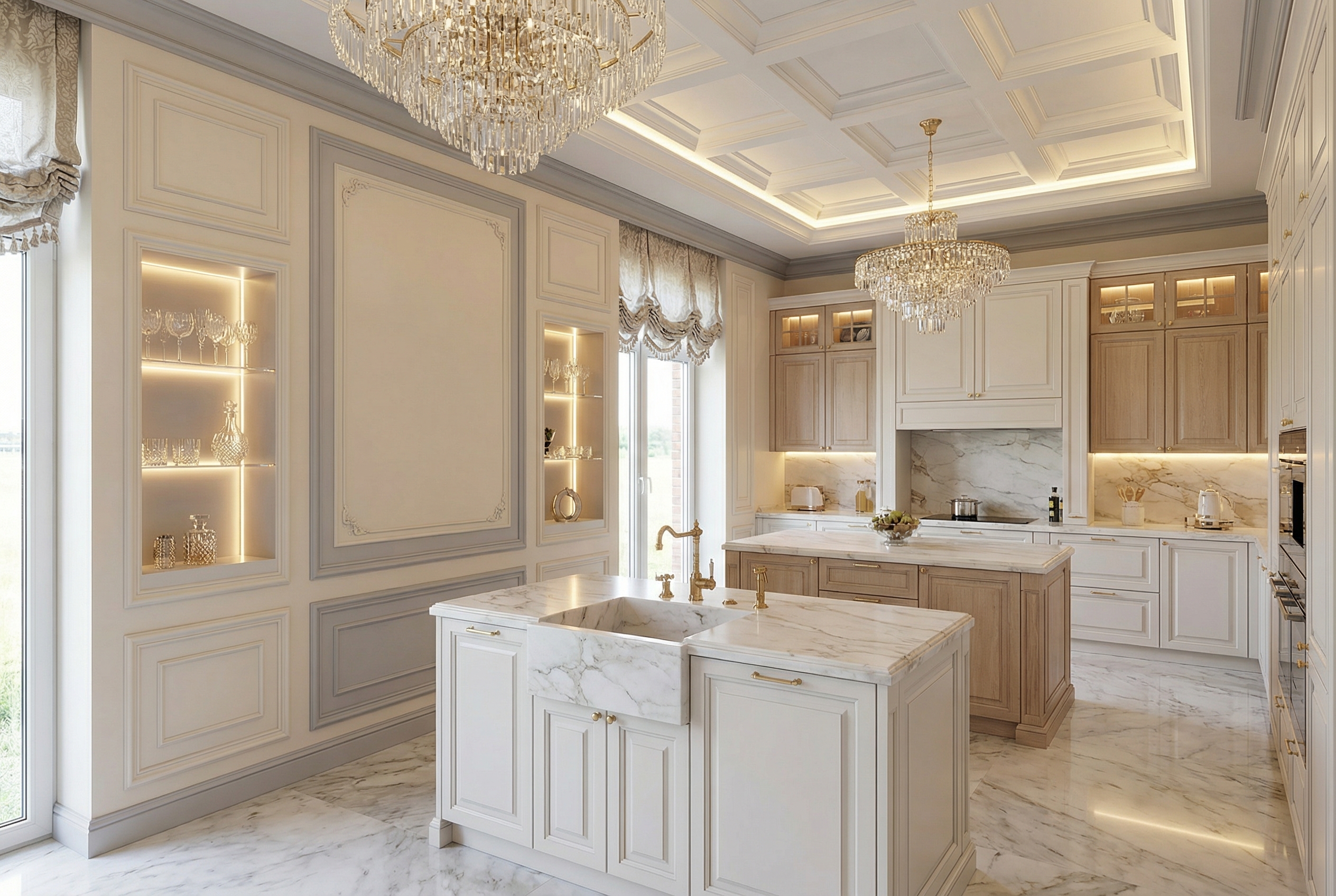 Дизайн кухни в стиле Классика — фото интерьера от нейросети RoomGPT