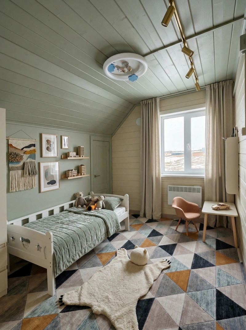 Дизайн детской в стиле Контемпорари — фото интерьера от нейросети RoomGPT