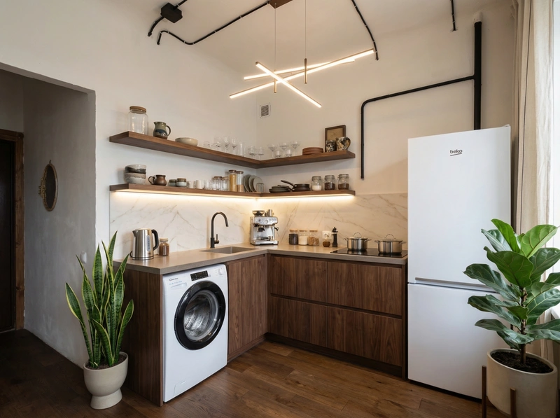 Дизайн интерьера в стиле Контемпорари — Кухня от нейросети RoomGPT