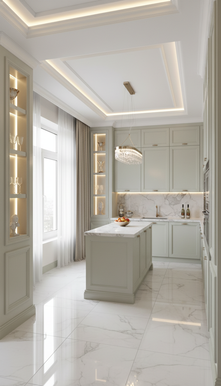 Дизайн кухни в стиле Классика — фото интерьера от нейросети RoomGPT