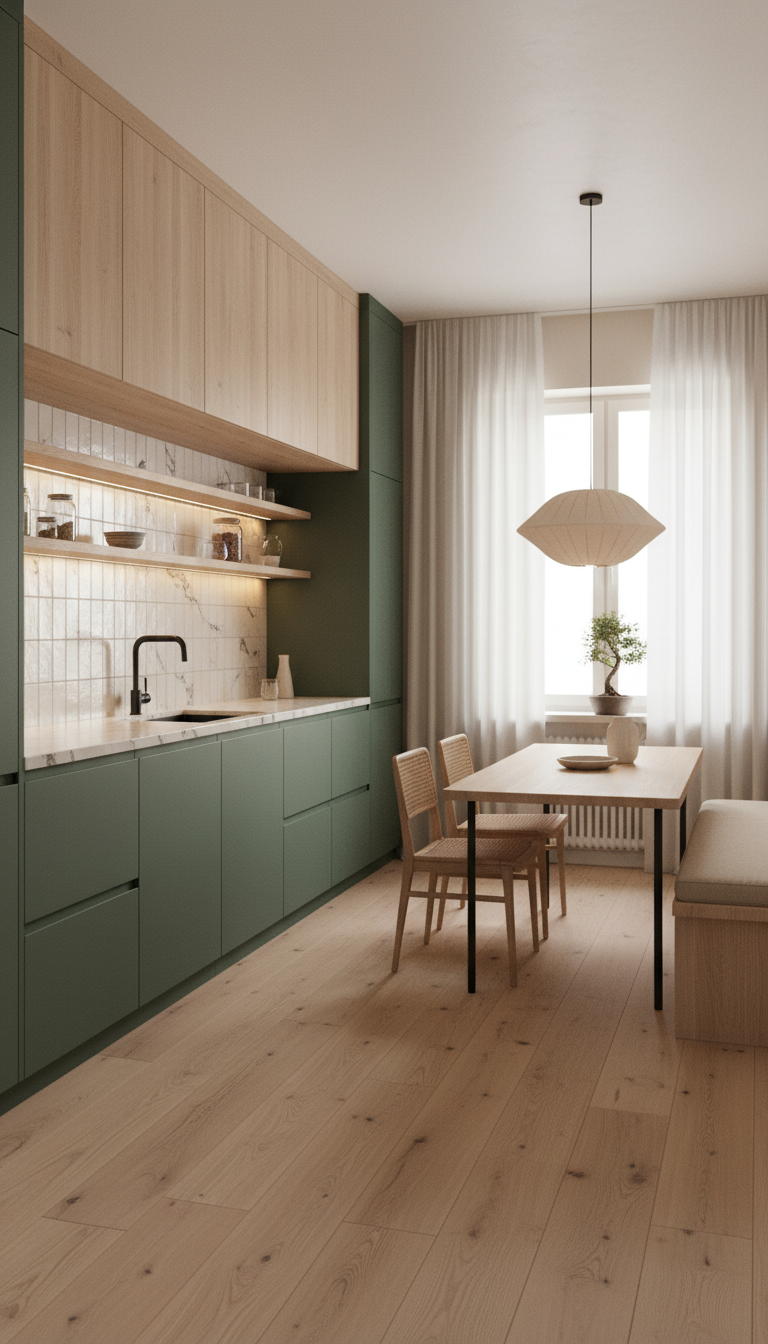 Дизайн кухни в стиле Japandi — фото интерьера от нейросети RoomGPT