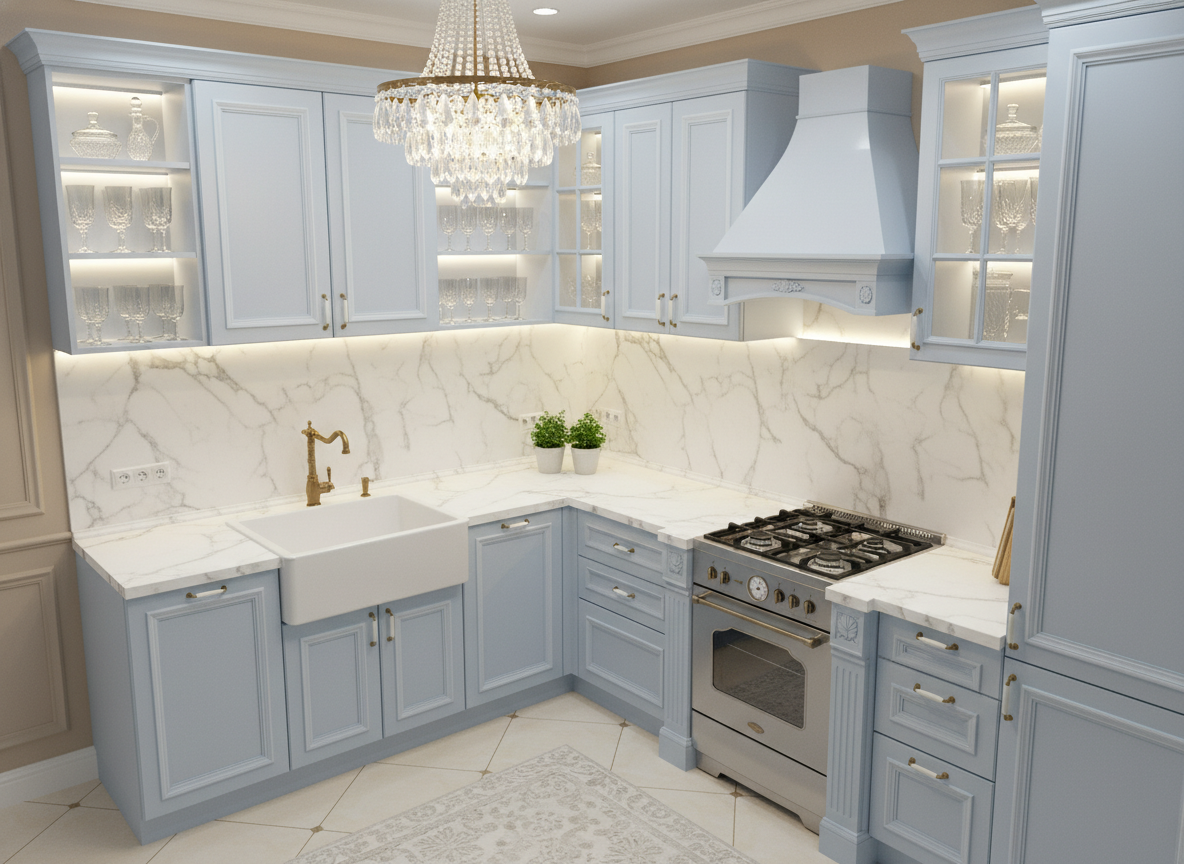 Дизайн кухни в стиле Классика — фото интерьера от нейросети RoomGPT