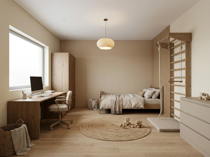 Дизайн детской в стиле Japandi — фото интерьера от нейросети RoomGPT