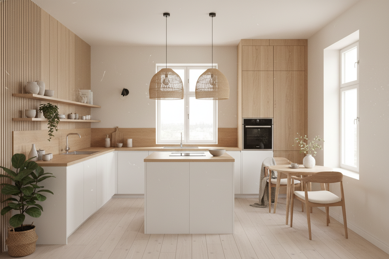 Дизайн кухни в стиле Хюгге — фото интерьера от нейросети RoomGPT