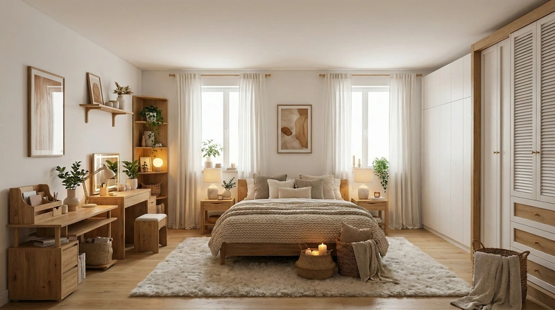 Дизайн интерьера в стиле Хюгге — Спальня от нейросети RoomGPT