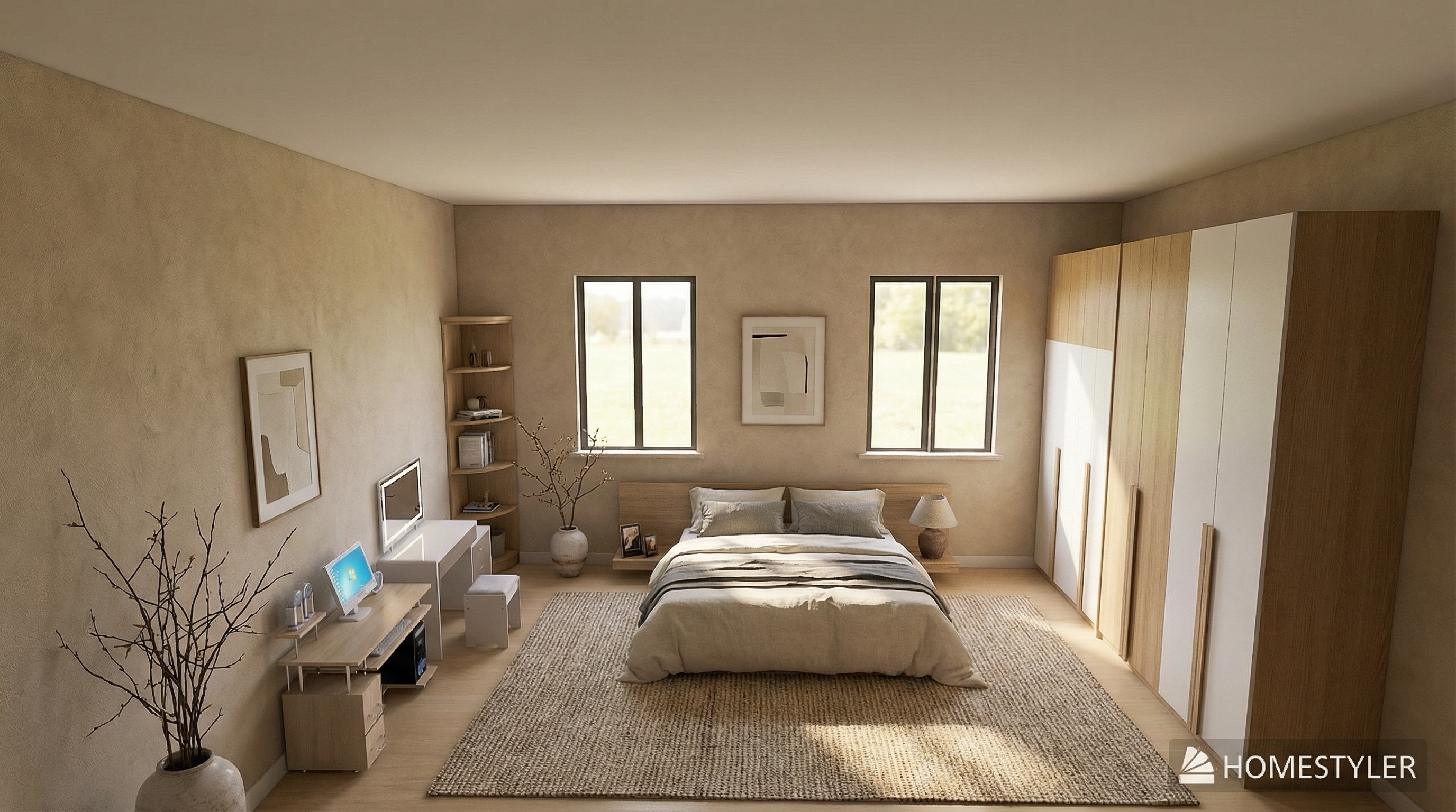 Дизайн спальни в стиле Japandi — фото интерьера от нейросети RoomGPT