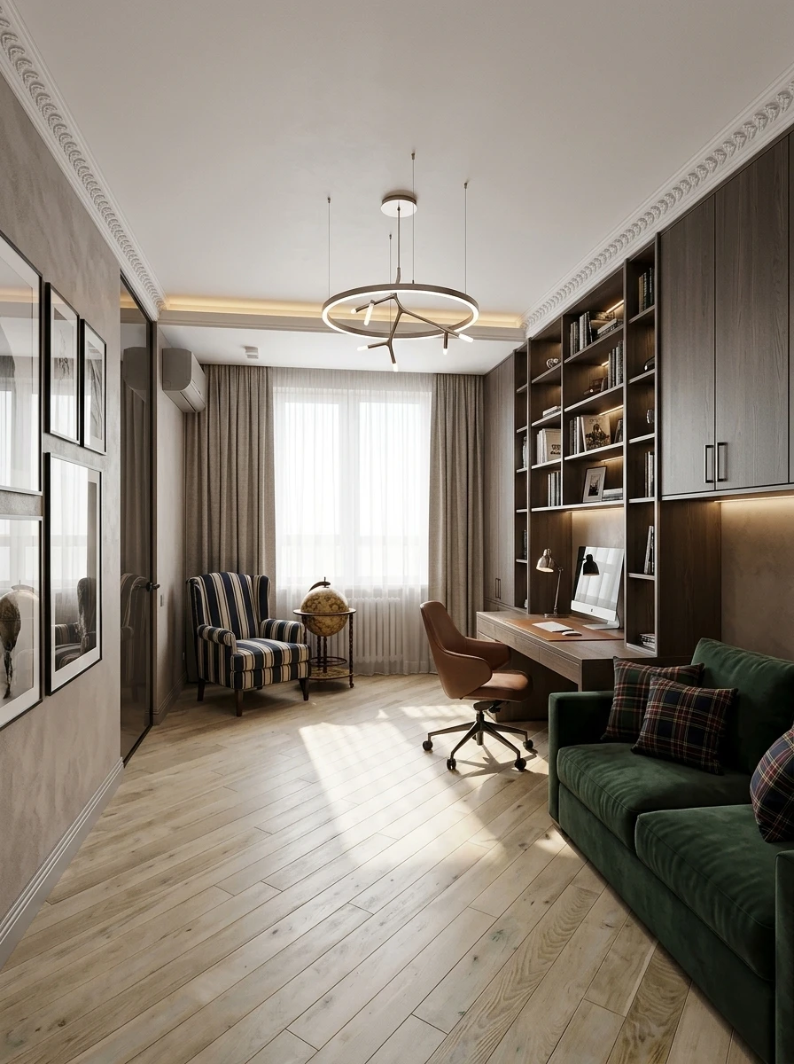 Дизайн кабинета в стиле Контемпорари — фото интерьера от нейросети RoomGPT