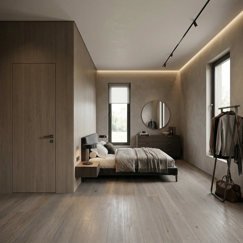 Дизайн спальни в стиле Контемпорари — фото интерьера от нейросети RoomGPT