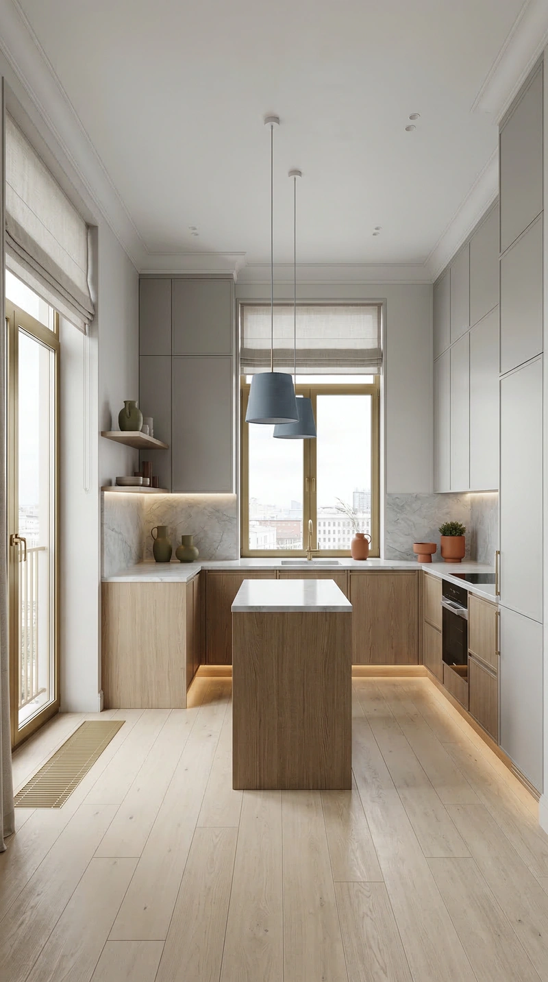 Дизайн кухни в стиле Сканди — фото интерьера от нейросети RoomGPT