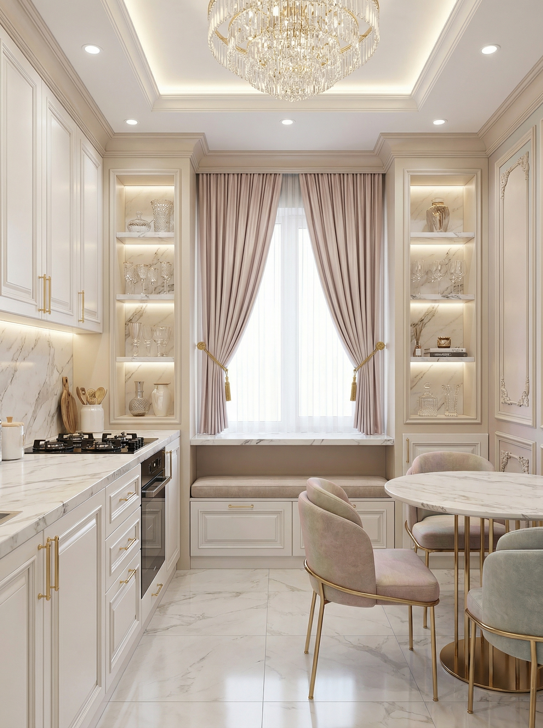 Дизайн кухни в стиле Классика — фото интерьера от нейросети RoomGPT