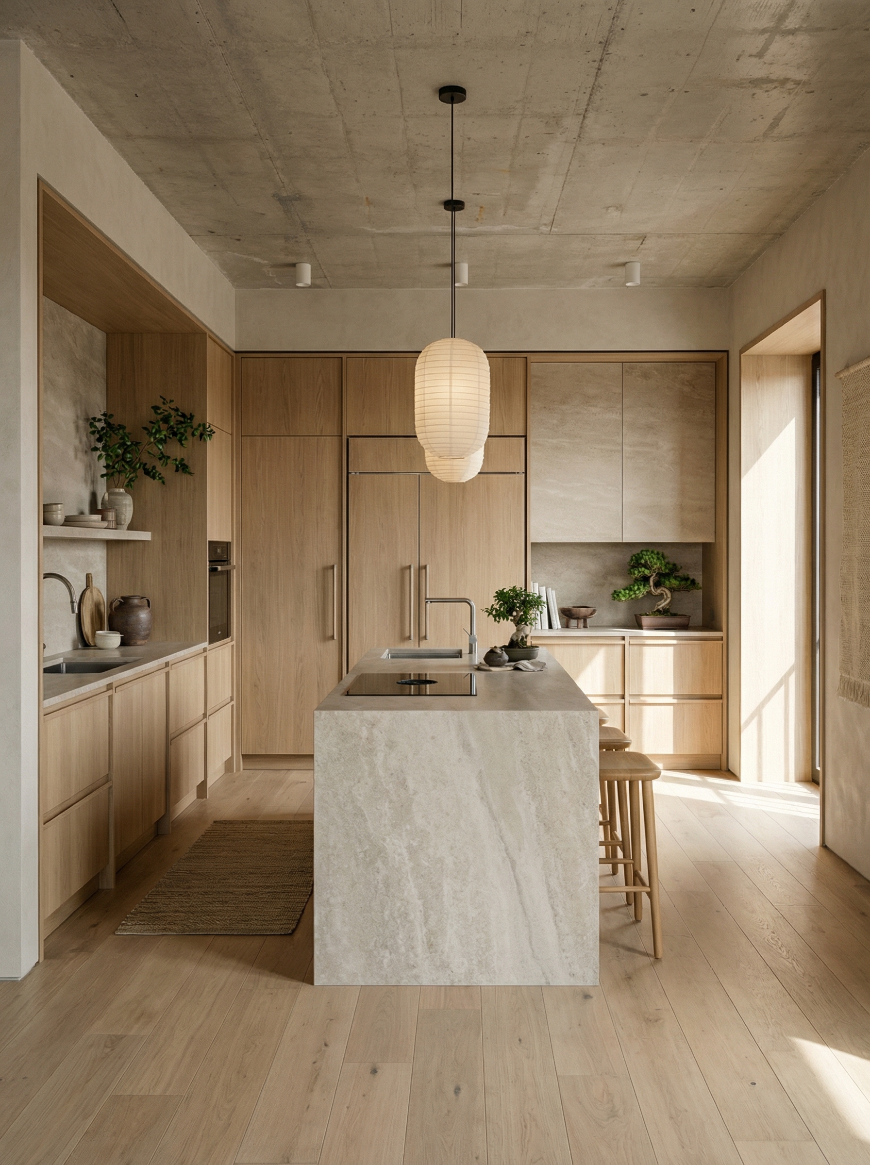 Дизайн кухни в стиле Japandi — фото интерьера от нейросети RoomGPT