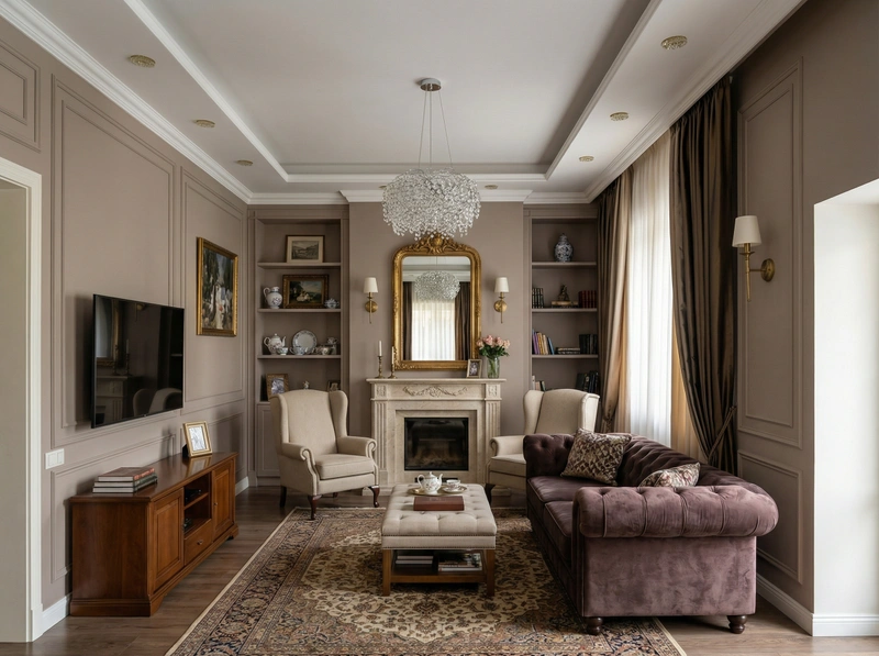 Дизайн интерьера в стиле Классика — Гостиная от нейросети RoomGPT