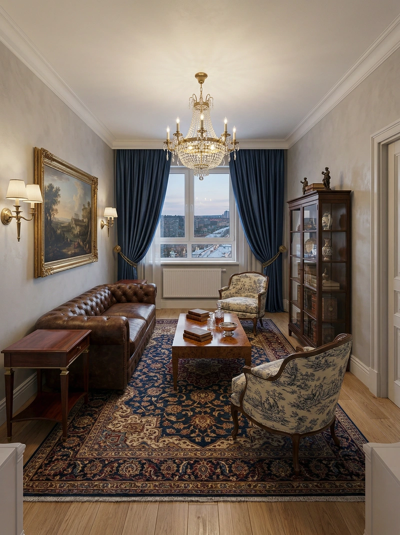 Дизайн интерьера в стиле Классика — Гостиная от нейросети RoomGPT