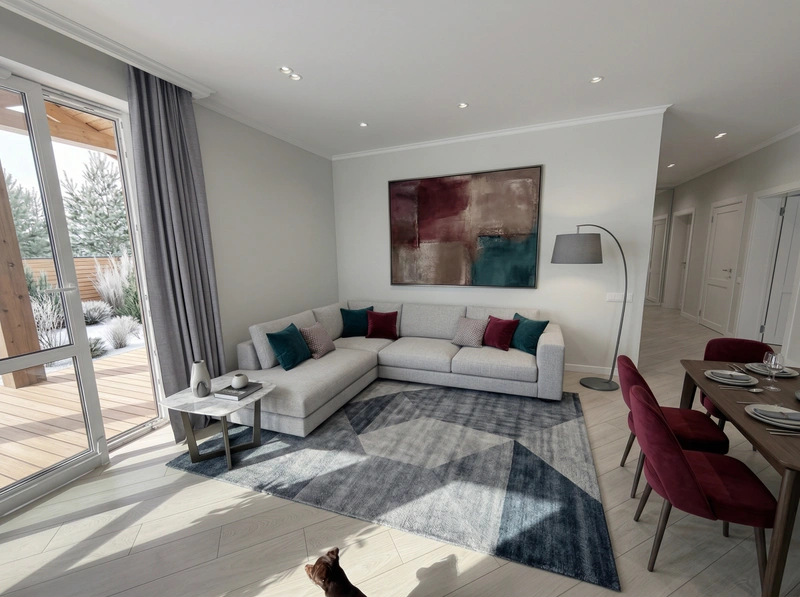 Дизайн гостиной в стиле Контемпорари — фото интерьера от нейросети RoomGPT