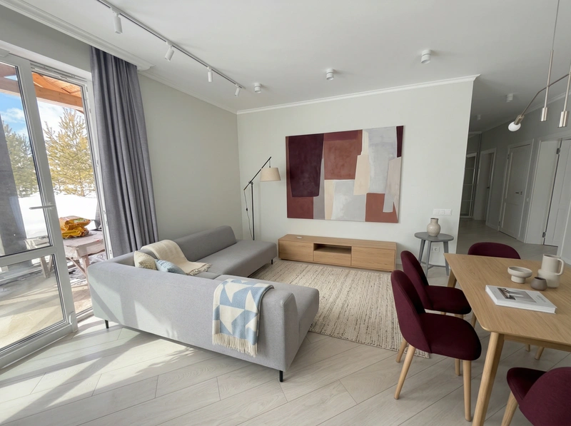 Дизайн гостиной в стиле Сканди — фото интерьера от нейросети RoomGPT