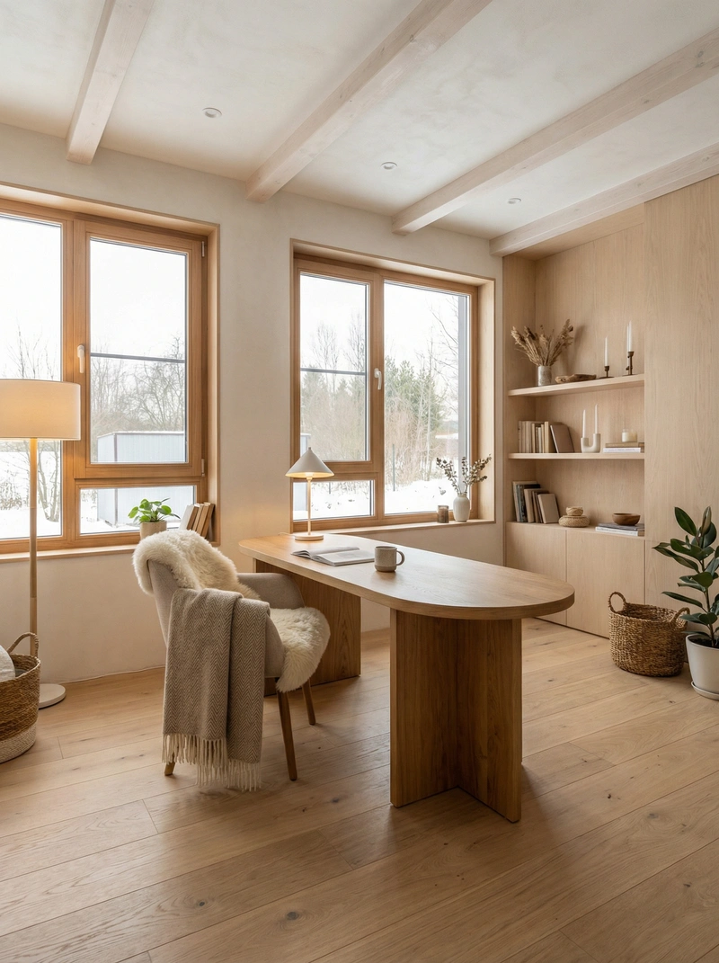 Дизайн интерьера в стиле Хюгге — Кабинет от нейросети RoomGPT