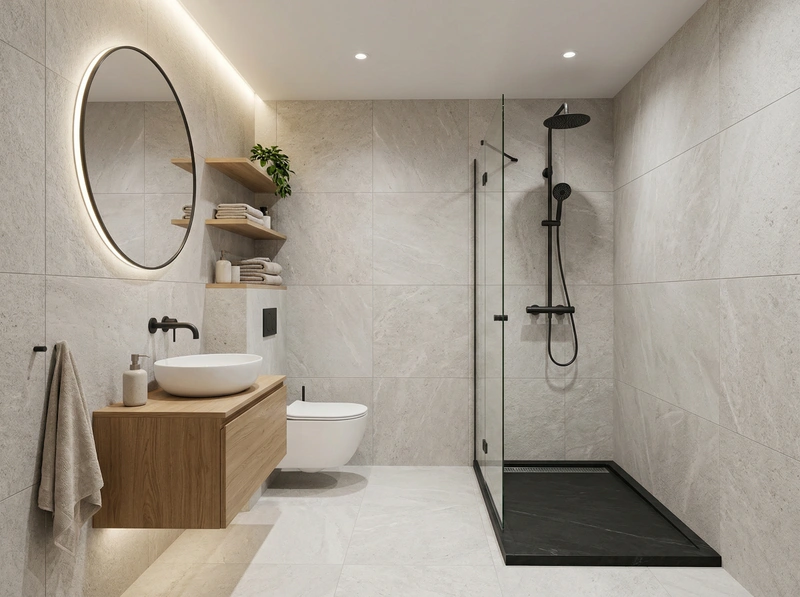 Дизайн ванной в стиле Сканди — фото интерьера от нейросети RoomGPT