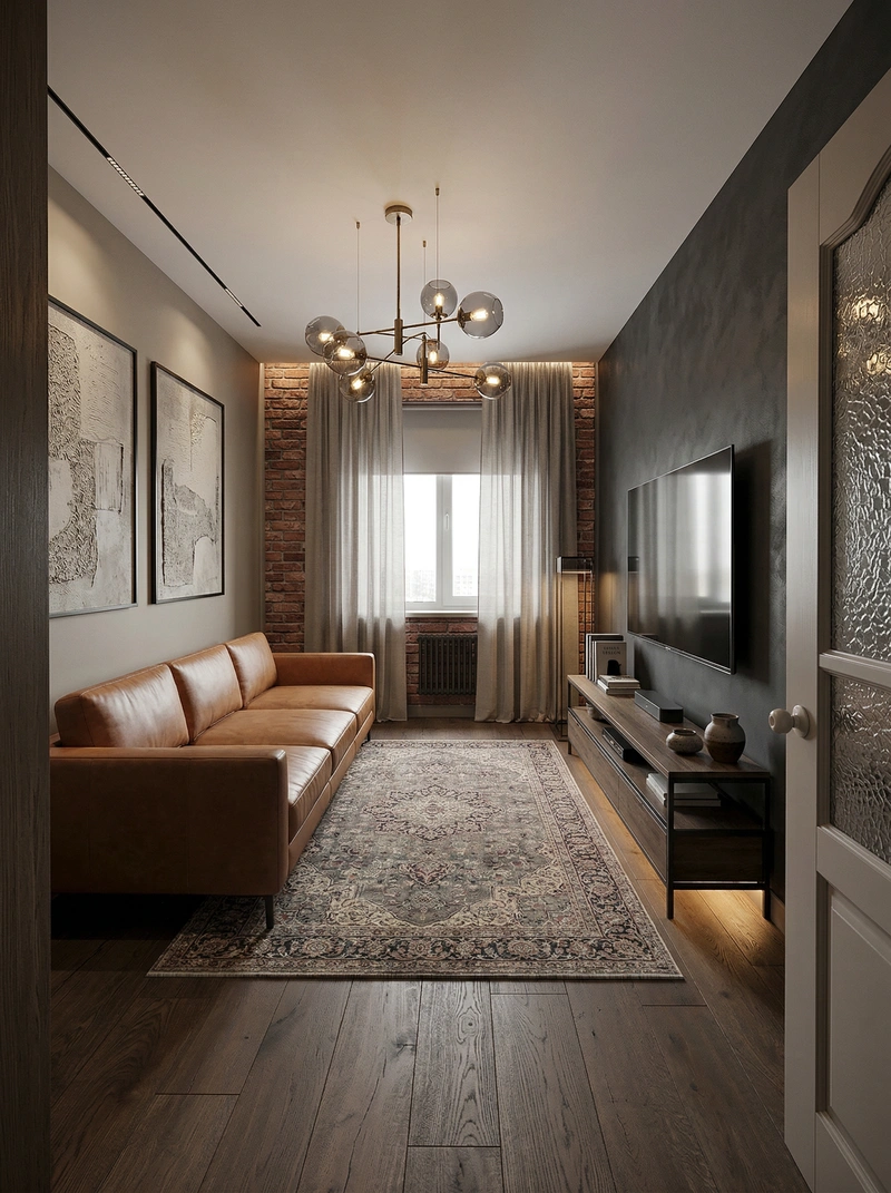 Дизайн интерьера в стиле Лофт — Гостиная от нейросети RoomGPT