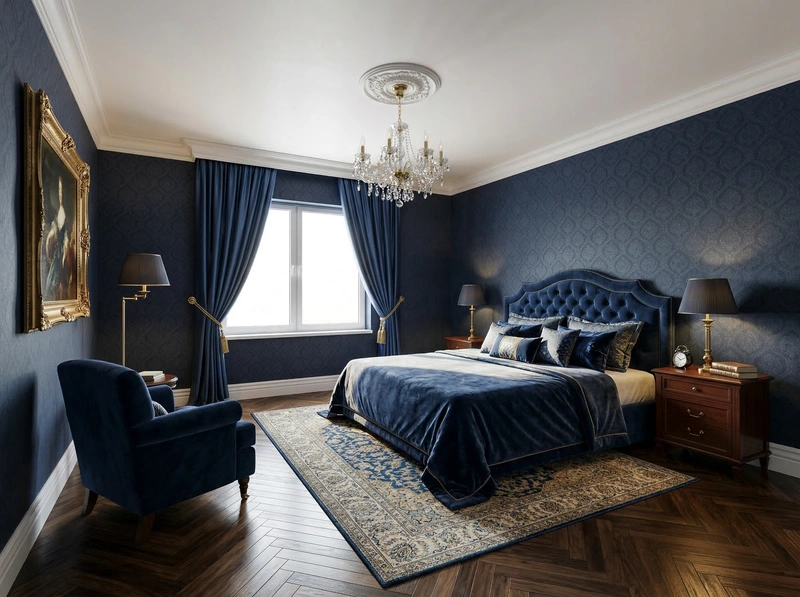 Дизайн спальни в стиле Классика — фото интерьера от нейросети RoomGPT