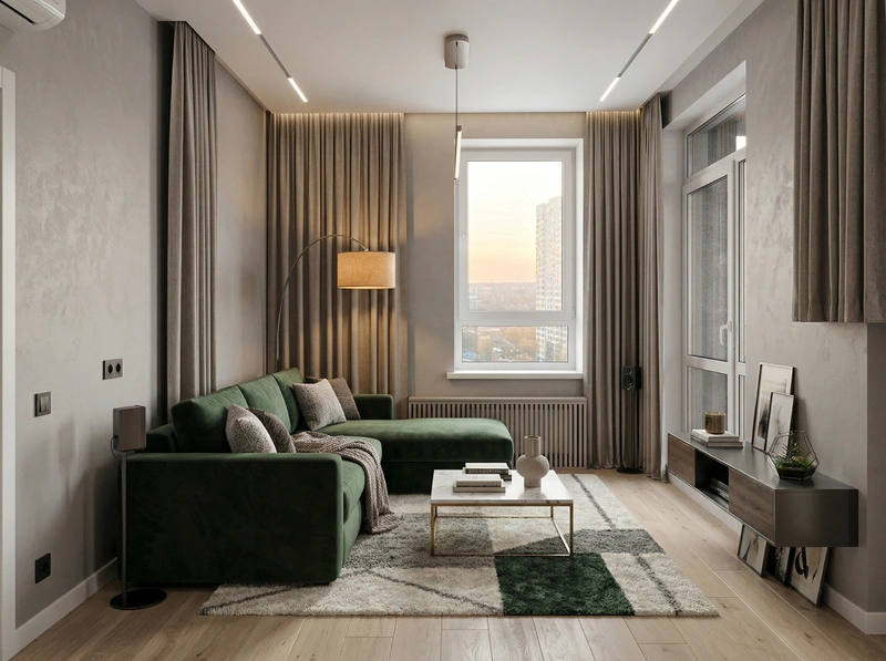 Дизайн гостиной в стиле Контемпорари — фото интерьера от нейросети RoomGPT