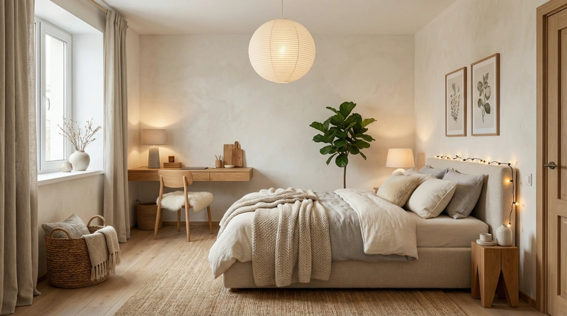 Дизайн интерьера в стиле Хюгге — Спальня от нейросети RoomGPT