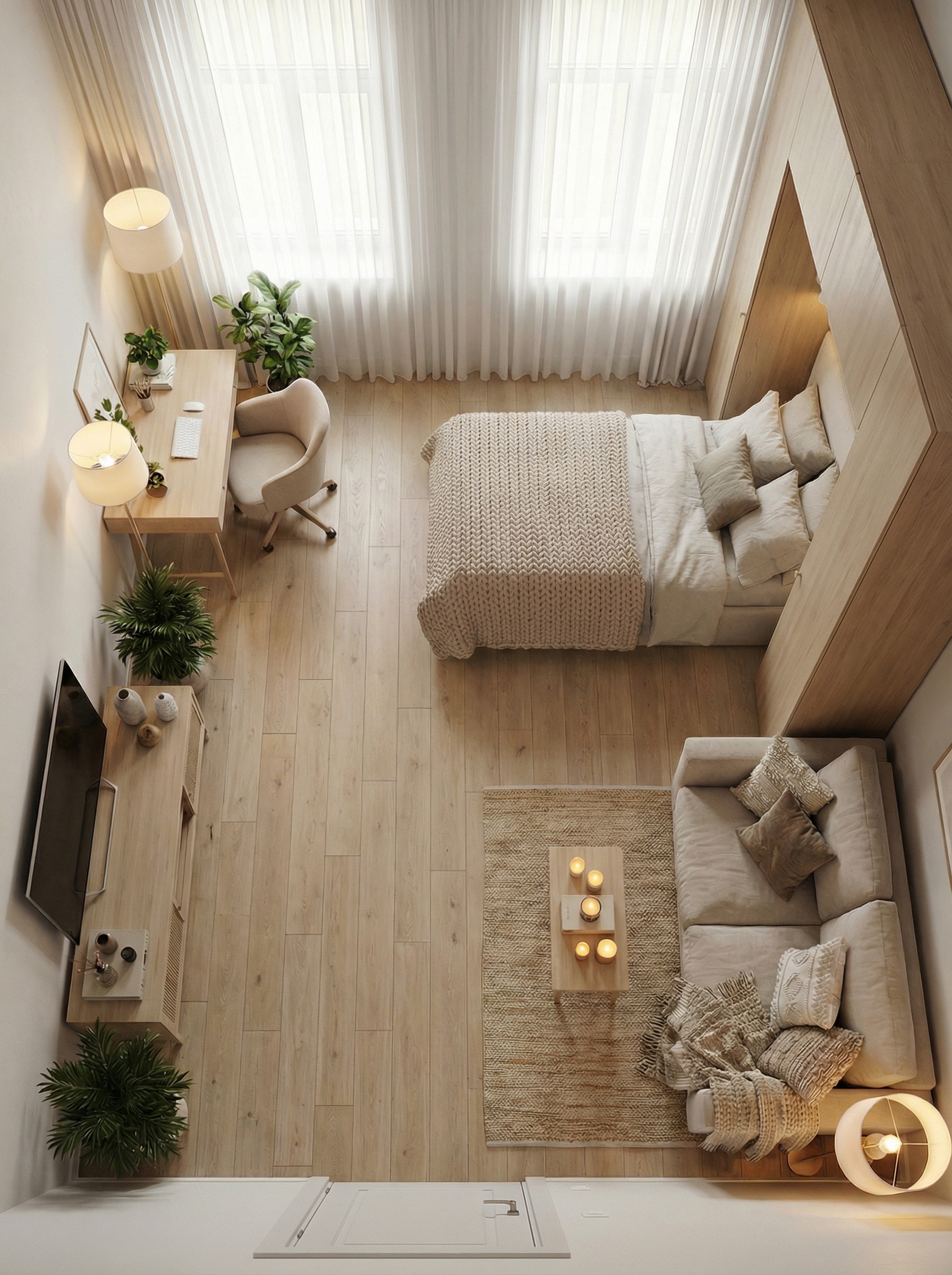 Дизайн гостиной в стиле Хюгге — фото интерьера от нейросети RoomGPT