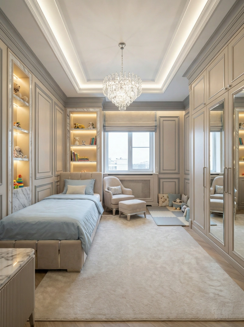 Дизайн интерьера в стиле Классика — Детская от нейросети RoomGPT