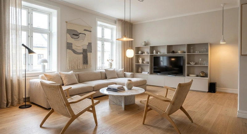 Дизайн интерьера в стиле Сканди — Гостиная от нейросети RoomGPT