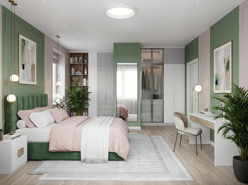 Дизайн интерьера в стиле Контемпорари — Спальня от нейросети RoomGPT