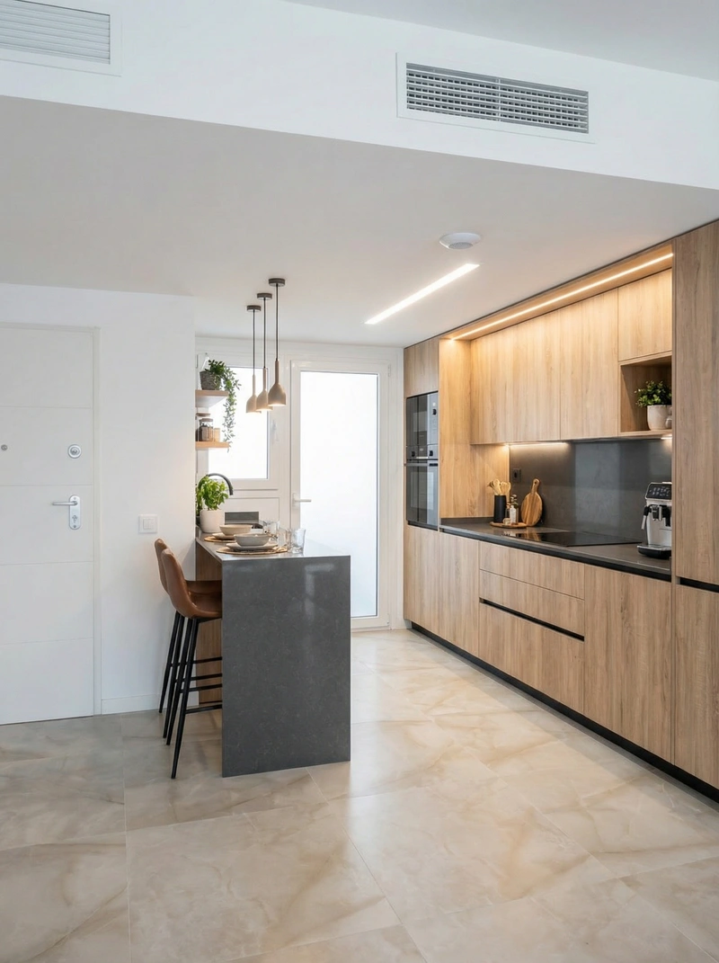 Дизайн кухни в стиле Контемпорари — фото интерьера от нейросети RoomGPT