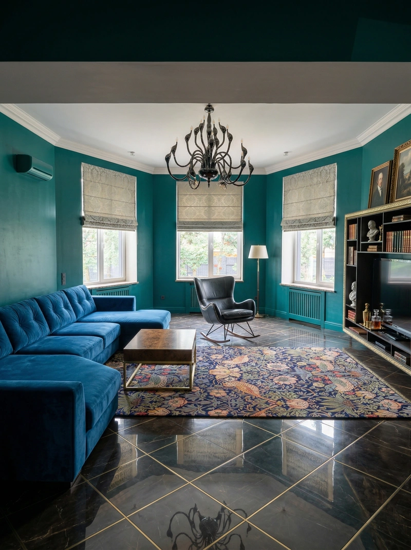 Дизайн гостиной в стиле Британский — фото интерьера от нейросети RoomGPT