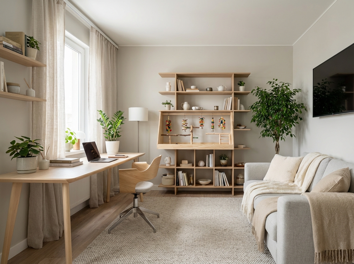 Дизайн гостиной в стиле Japandi — фото интерьера от нейросети RoomGPT