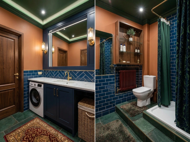 Дизайн ванной в стиле Британский — фото интерьера от нейросети RoomGPT