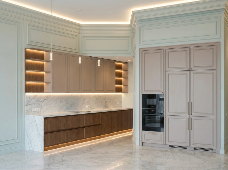 Дизайн интерьера в стиле Классика — Кухня от нейросети RoomGPT