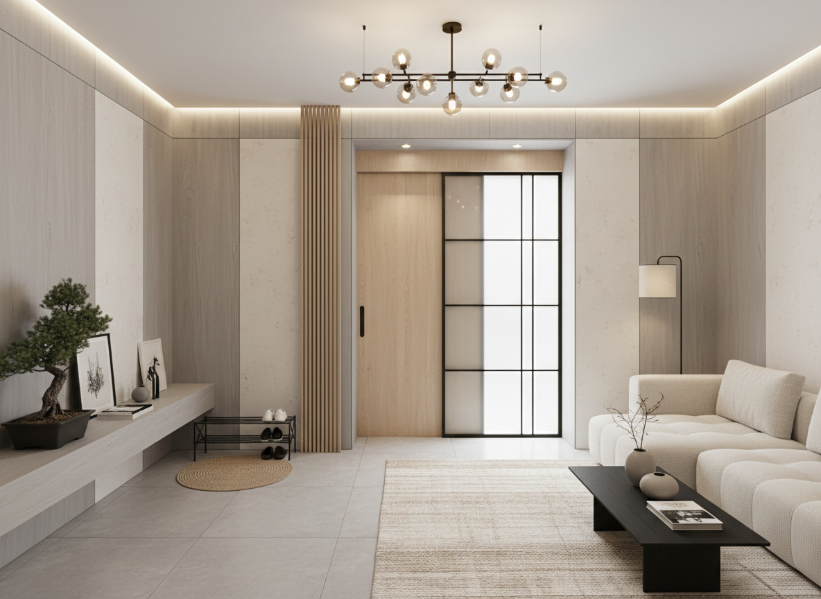 Дизайн гостиной в стиле Japandi — фото интерьера от нейросети RoomGPT