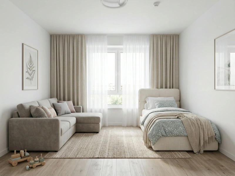 Дизайн детской в стиле Сканди — фото интерьера от нейросети RoomGPT