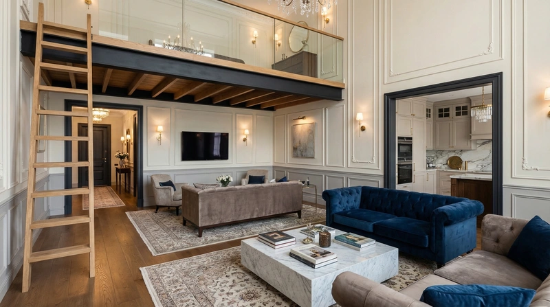 Дизайн интерьера в стиле Классика — Гостиная от нейросети RoomGPT