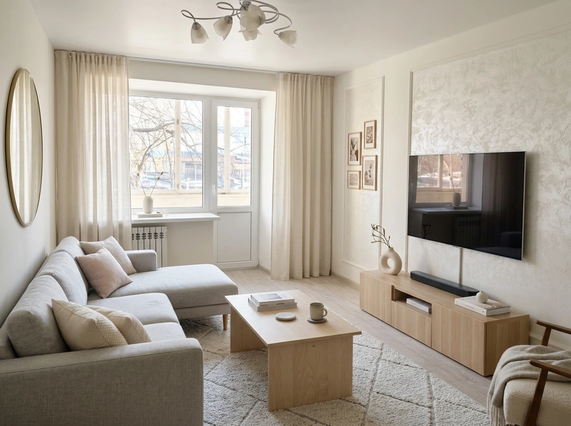 Дизайн интерьера в стиле Сканди — Гостиная от нейросети RoomGPT