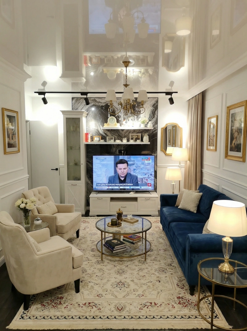 Дизайн интерьера в стиле Классика — Гостиная от нейросети RoomGPT