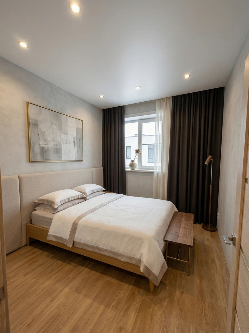 Дизайн спальни в стиле Минимализм — фото интерьера от нейросети RoomGPT