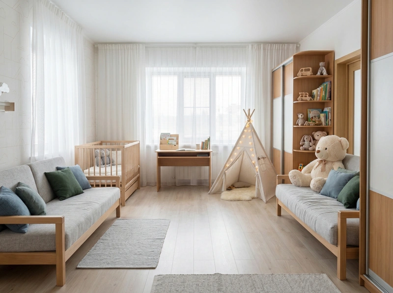 Дизайн детской в стиле Хюгге — фото интерьера от нейросети RoomGPT